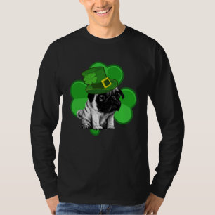 T-shirt Lucky Pug St Patrick Shamrock C Papa Chien Maman