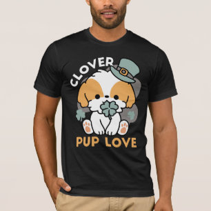 T-shirt Lucky Pup with Clover - St. Patrick's Day Cadeau