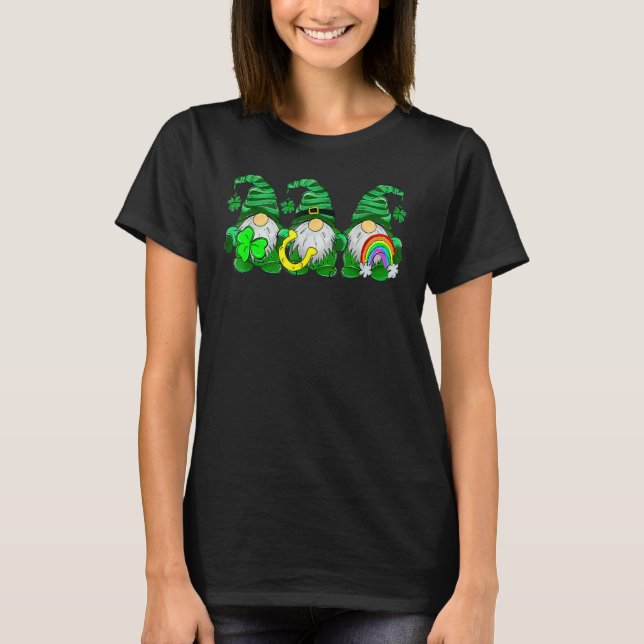 T-shirt Lucky Rainbow Gnome Happy St Patrick's Day Kids Wo (Devant)