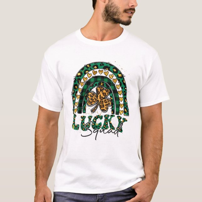 T-shirt Lucky Rainbow Jour de la Saint Patrick Leopard Squ (Devant)