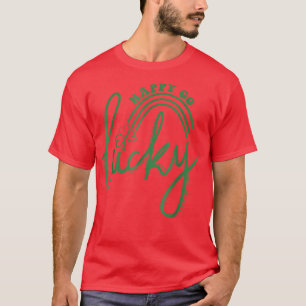 T-shirt Lucky Rainbow Shamrock Happy Go Lucky St patrick