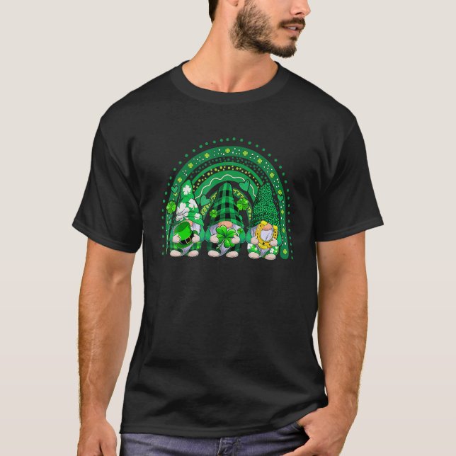 T-shirt Lucky Rainbow Trois Gnomes Jour de la Saint Patric (Devant)