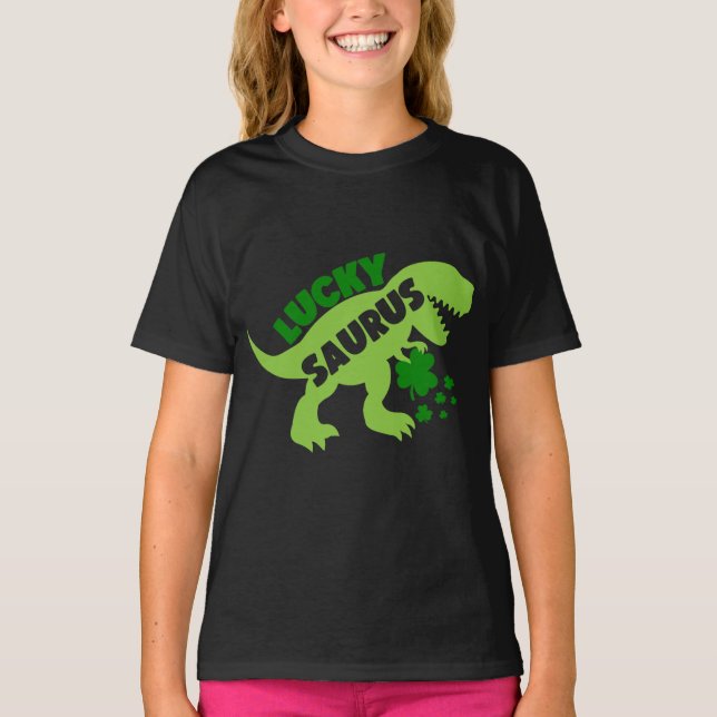 T-shirt Lucky Saurus - Dino du jour de la Saint Patrick (Devant)