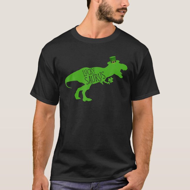 T-shirt Lucky Saurus Dinosaur Shamrock St Patrick's Day (Devant)