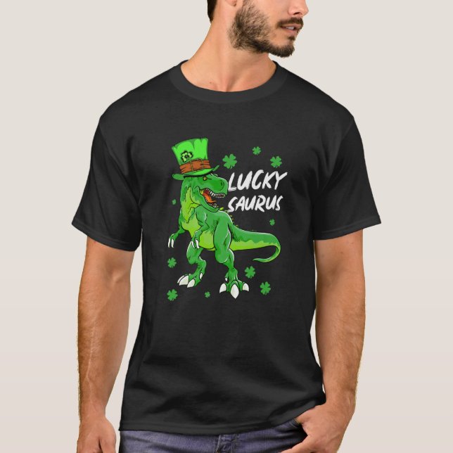 T-shirt Lucky Saurus Funny Dinosaur Saints Patricks Jour (Devant)