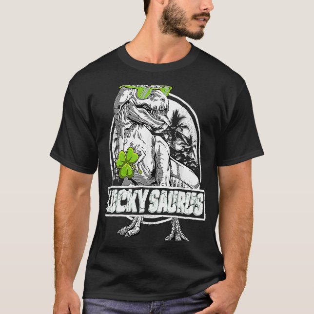 T-shirt Lucky saurus Luckysaurus Rex St Patrick's Day Vint (Devant)