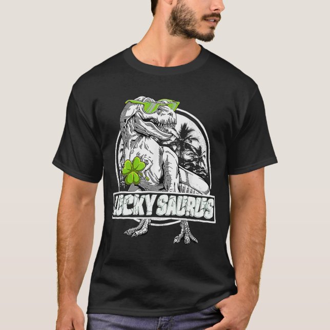 T-shirt Lucky saurus Luckysaurus Rex St Patrick's Day Vint (Devant)