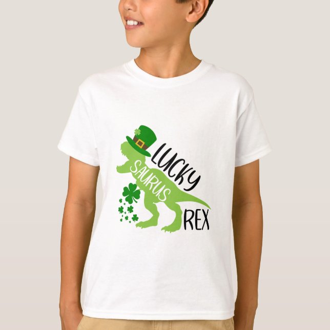 T-shirt Lucky Saurus Rex - Dinosaure de la Saint Patrick (Devant)