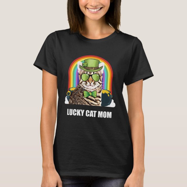 T-shirt Lucky Savannah Cat Mom St Patricks Day (Devant)