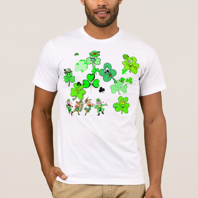 T-shirt Lucky Shamrock et Dancing Leprechauns Tee (Devant)