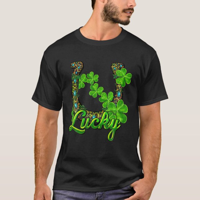 T-shirt Lucky Shamrock Horseshoe St Patrick's Day (Devant)
