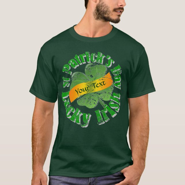 T-shirt Lucky shamrock personnalisé St Patrick's (Devant)