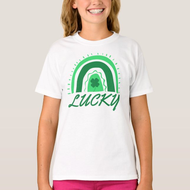 T-shirt Lucky Shamrock Rainbow St Patrick's (Devant)
