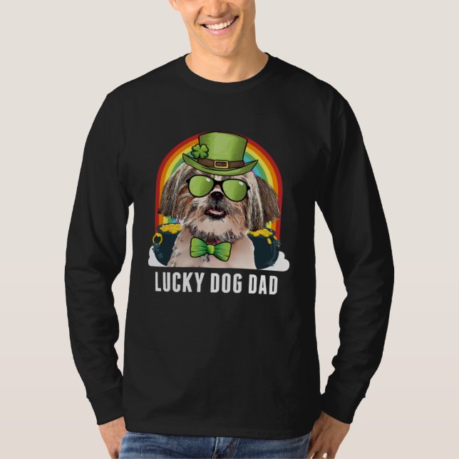 T-shirt Lucky Shih Tzu Dog Dad St Patricks Day (Devant)