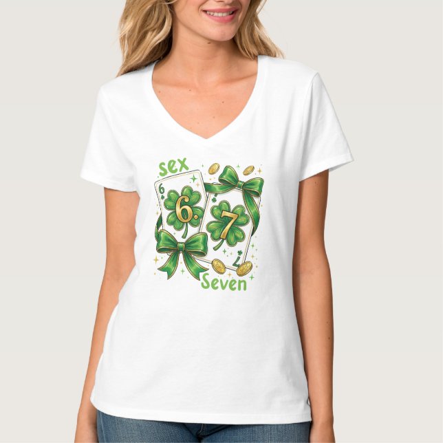 T-shirt Lucky Six Seven Playing Cards, St Patricks Day (Devant)