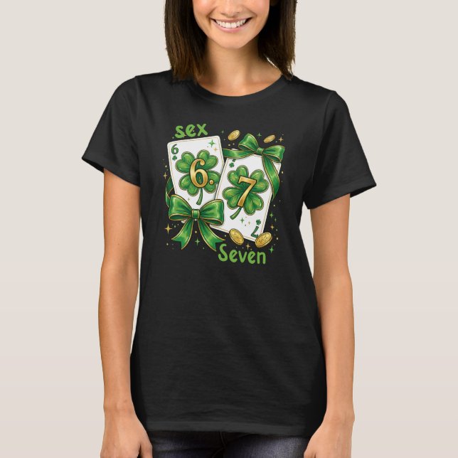 T-shirt Lucky Six Seven Playing Cards, St Patricks Day (Devant)