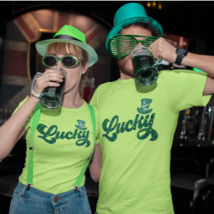 T-shirt Lucky St Patrick Leopard Leprechaun Casquette Sham