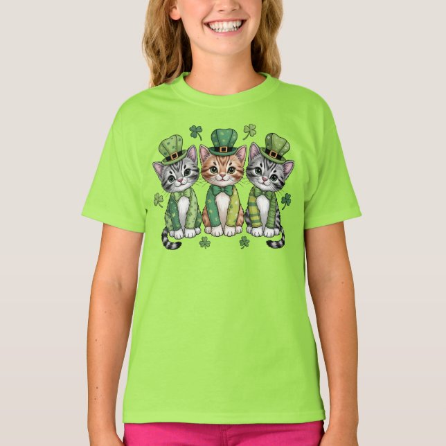 T-shirt Lucky St. Patrick’s Day Kittens-47474 (Devant)