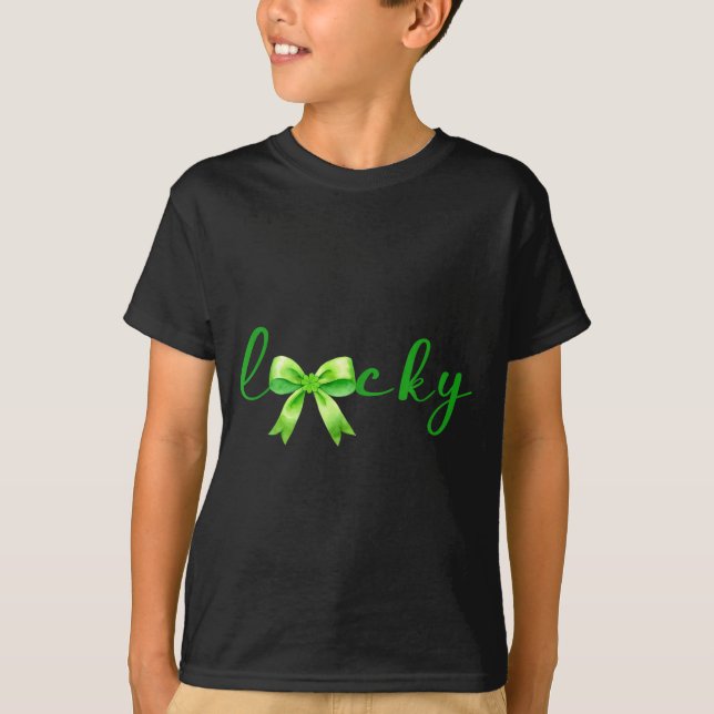 T-shirt Lucky, St.patricks Day Coquette,shamrock Funny  (Devant)