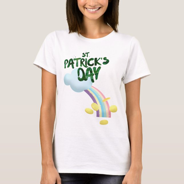 T-shirt Lucky St Patrick's Day Rainbow & Gold (Devant)