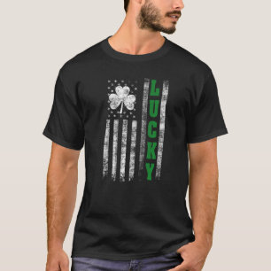 T-shirt Lucky St Patrick's Day Vintage American USA Drapea