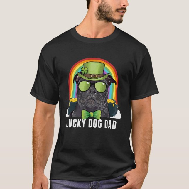 T-shirt Lucky Staffordshire Bull Terrier Chien Papa St Pat (Devant)