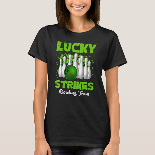 T-shirt Lucky Strikes Bowling Team Happy Patrick's Day (Devant)