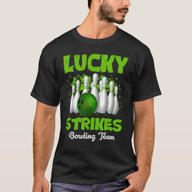 T-shirt Lucky Strikes Bowling Team Happy Patrick's Day 1 (Devant)