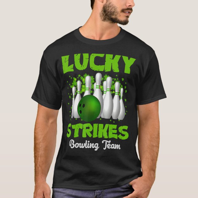 T-shirt Lucky Strikes Bowling Team Happy Patrick's Day 1 (Devant)