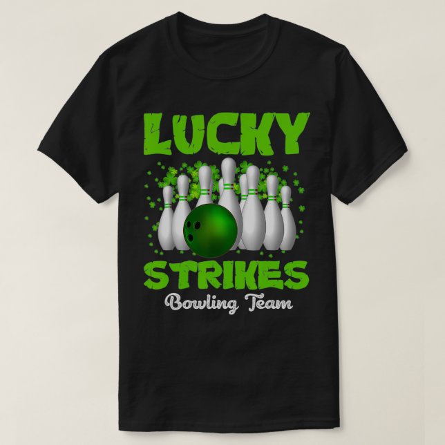 T-shirt Lucky Strikes Bowling Team Happy Patrick's Day T (Design devant)