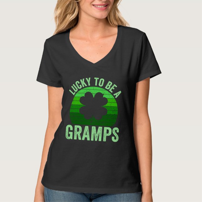 T-shirt Lucky To Be Gramps Leprechaun Shamrock St Patricks (Devant)