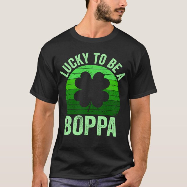 T-shirt Lucky To Be Poppa Leprechaun Shamrock St Patricks  (Devant)