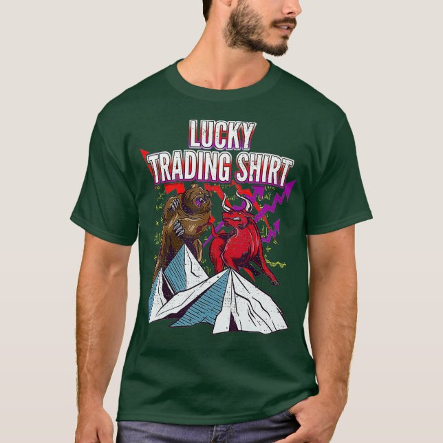 T-shirt Lucky Trading Forex Tee Stock Market Cadeau Bull (Devant)