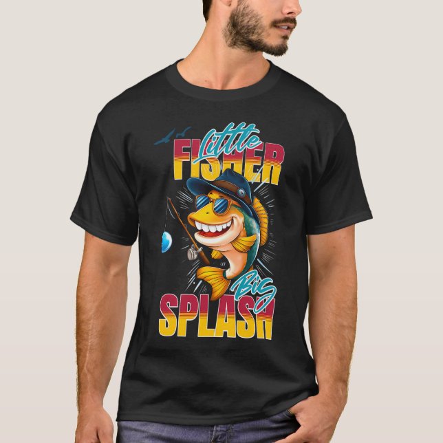 T-shirt Lucky va à la pêche - version couleur (Devant)