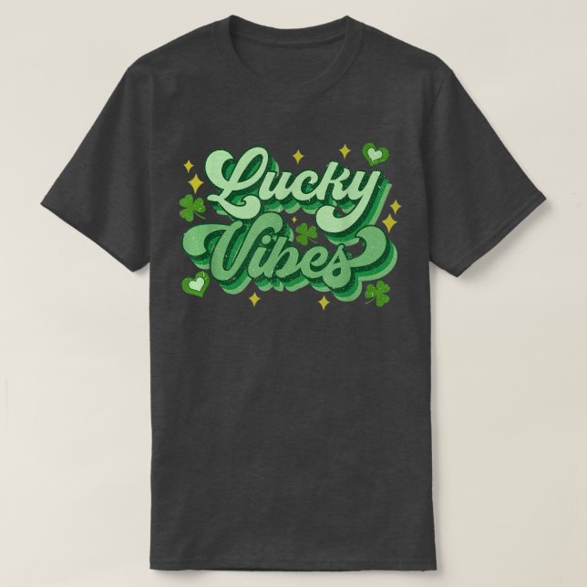 T-shirt Lucky Vibes Femmes Rétro Jour de la Saint Patrick  (Design devant)