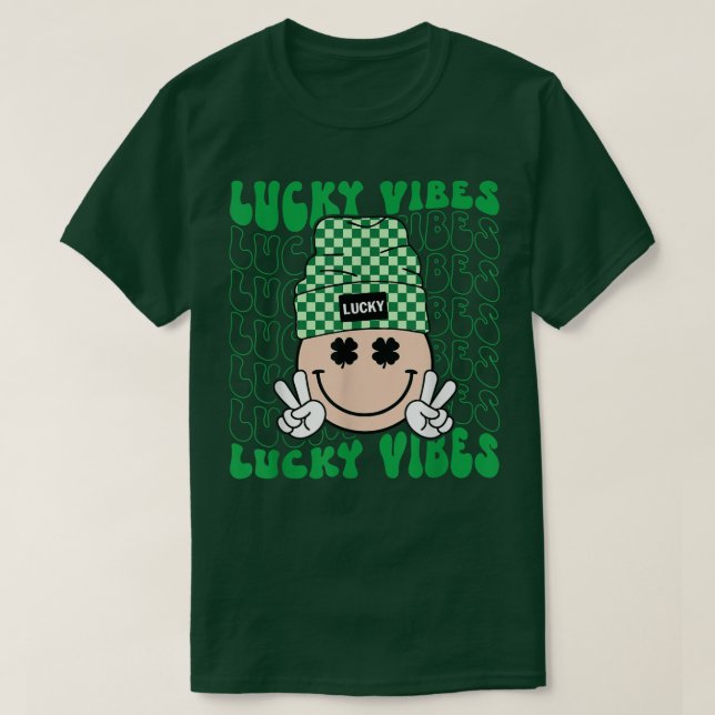 T-shirt Lucky Vibes Hippie Super Jour de la Saint Patrick  (Design devant)