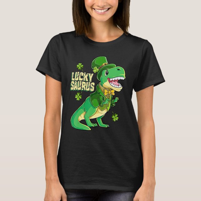 T-shirt Luckysaurus Leprechaun Dinosaur St Patricks Day Bo (Devant)