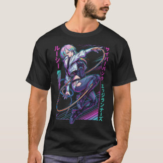 T-shirt Lucy Cyberpunk Edgerunners Rouge Violet Yeux Rue 