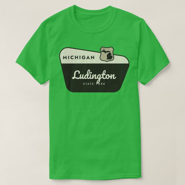 T-shirt Ludington State Park Michigan Affiche de bienvenue (Design devant)