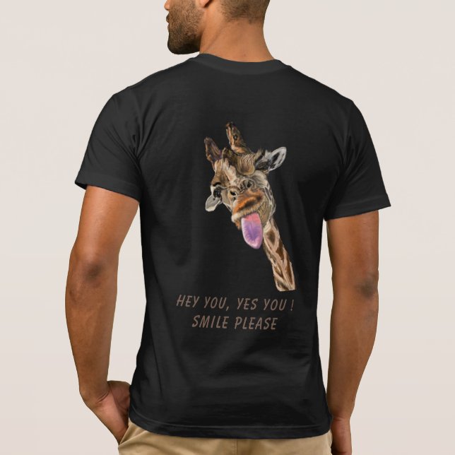 T-Shirt Ludique Girafe Heureux Langue Dehors - Sou (Dos)
