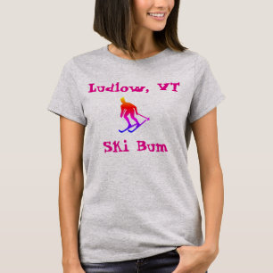 T-shirt Ludlow, VT, Rainbow Ski Bum (ski du Vermont)
