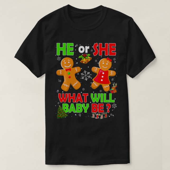 T-shirt Lui ou Elle Bébé Gingerbread Cookie Genre Reveille (Design devant)