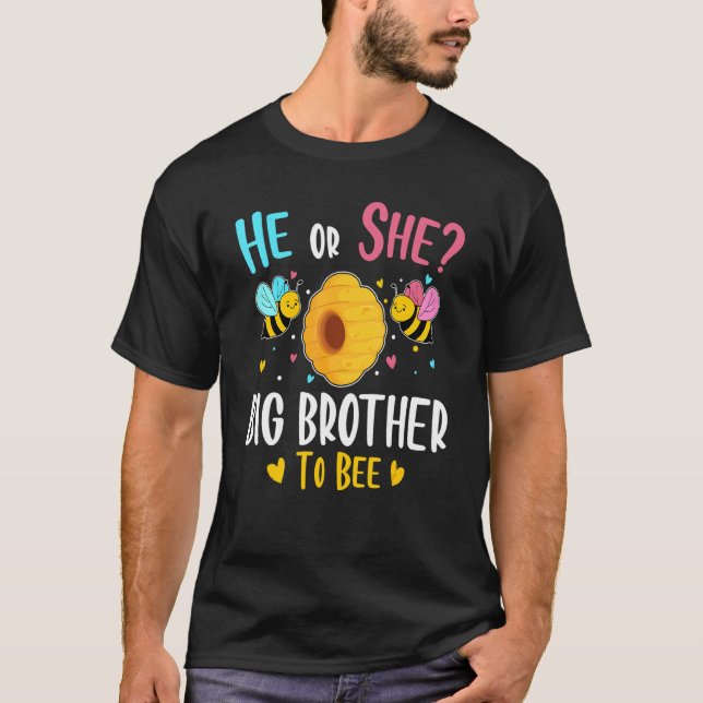 T-shirt Lui Ou Elle Big Brother À Être Genre Révéler Baby  (Devant)
