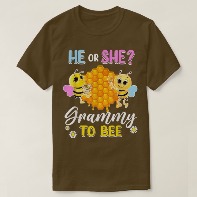 T-shirt Lui Ou Elle Grammy À Être Un Baby shower Révélateu (Design devant)