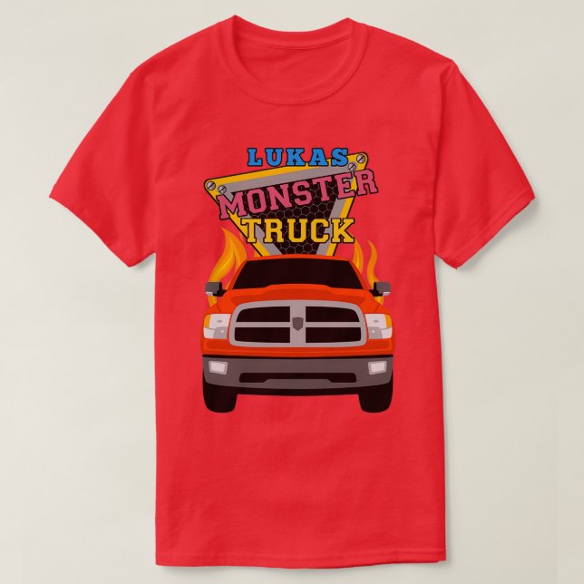 T-shirt Lukas nom avec camion monstre (Design devant)