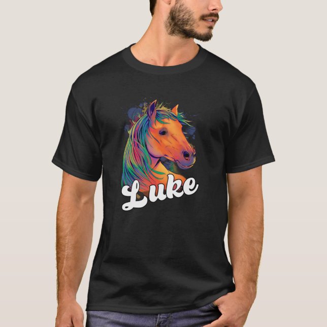 T-shirt LUKE Cute Boy Name avec beau cheval (Devant)