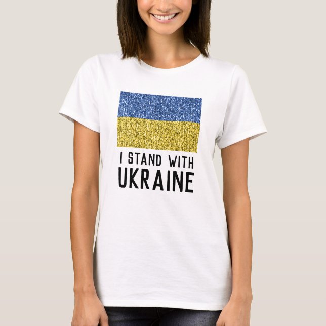 T-shirt L'Ukraine drapeau parties scintillant faux pétilla (Devant)