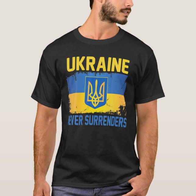 T-shirt L'UKRAINE ne cède jamais le soutien à l'Ukraine Uk (Devant)