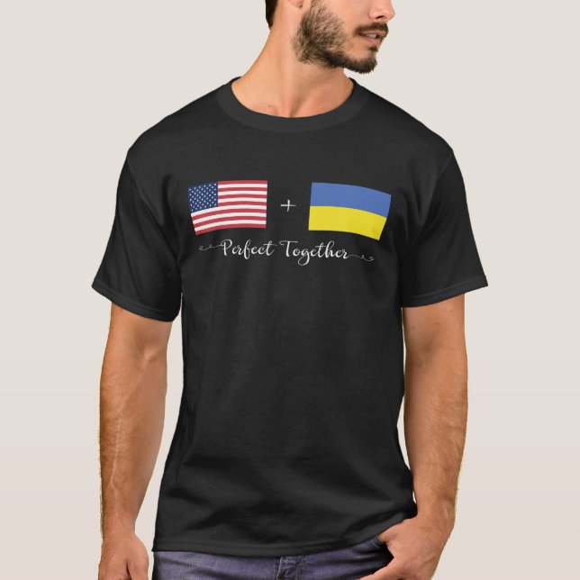 T-shirt L'Ukrainien Américain Parfait Ensemble Drapeau T C (Devant)