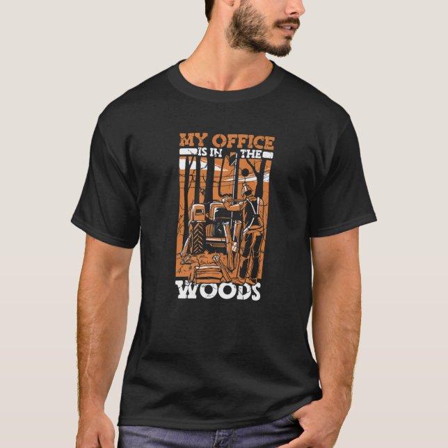 T-shirt Lumberjack Woodworker Ax Chainsaw (Devant)